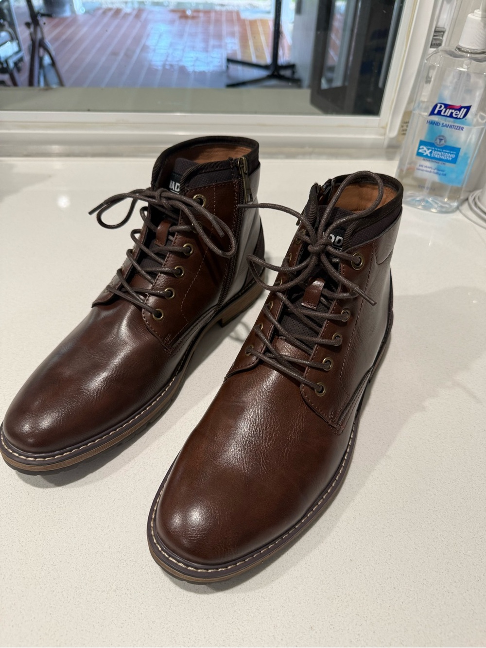 Steve Madden Men's Dark Brown Leather Lace-Up Boots